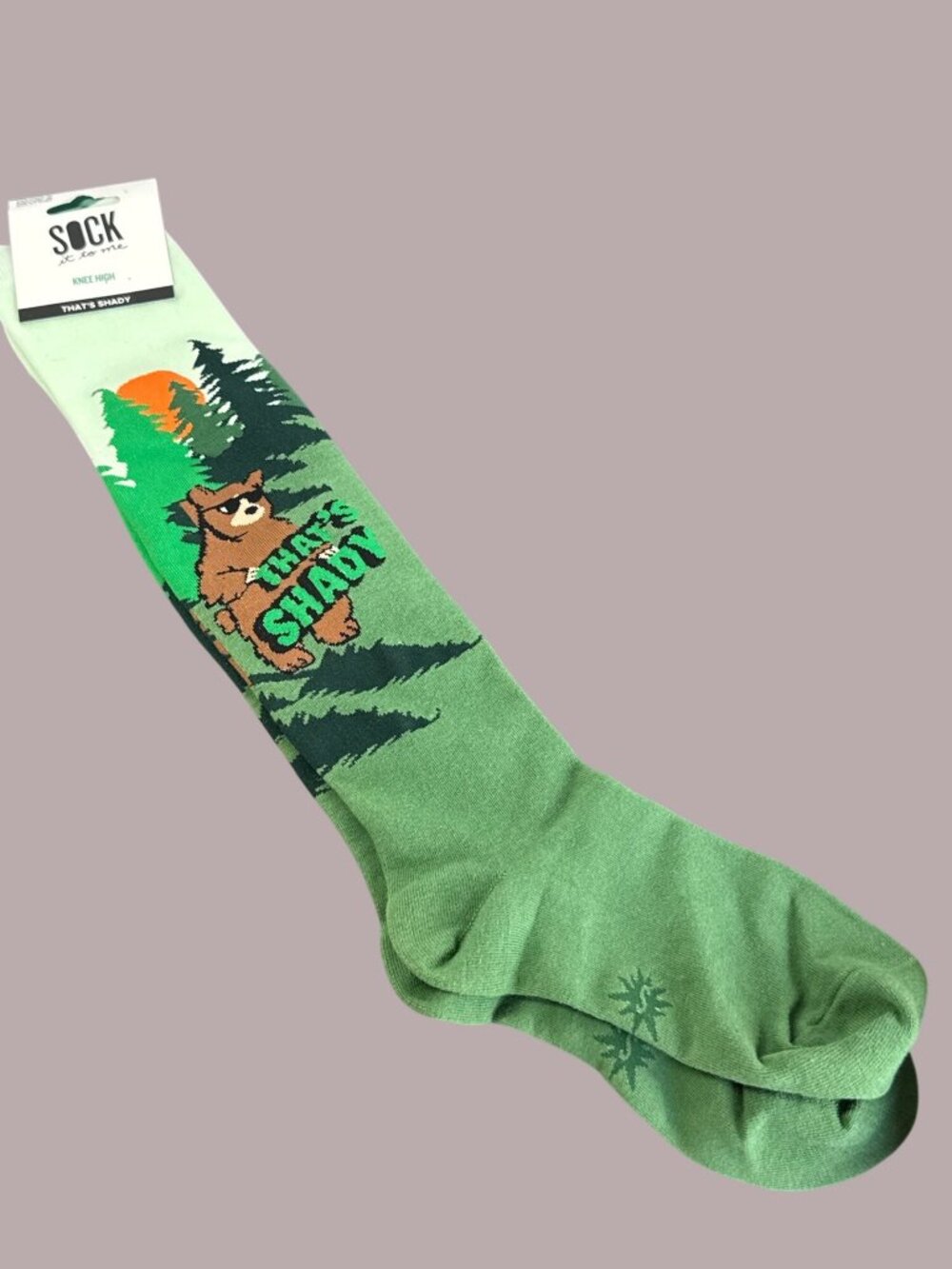 Thats Shady Knee-High Socks By Sock It To Me  Fun Bear & Forest Design  Womens U